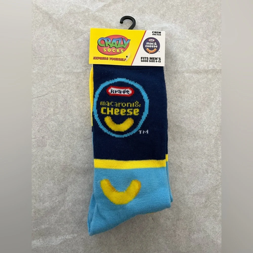 Crazy Socks Kraft Mac & Cheese Fits Men’s Shoe Size 6-12